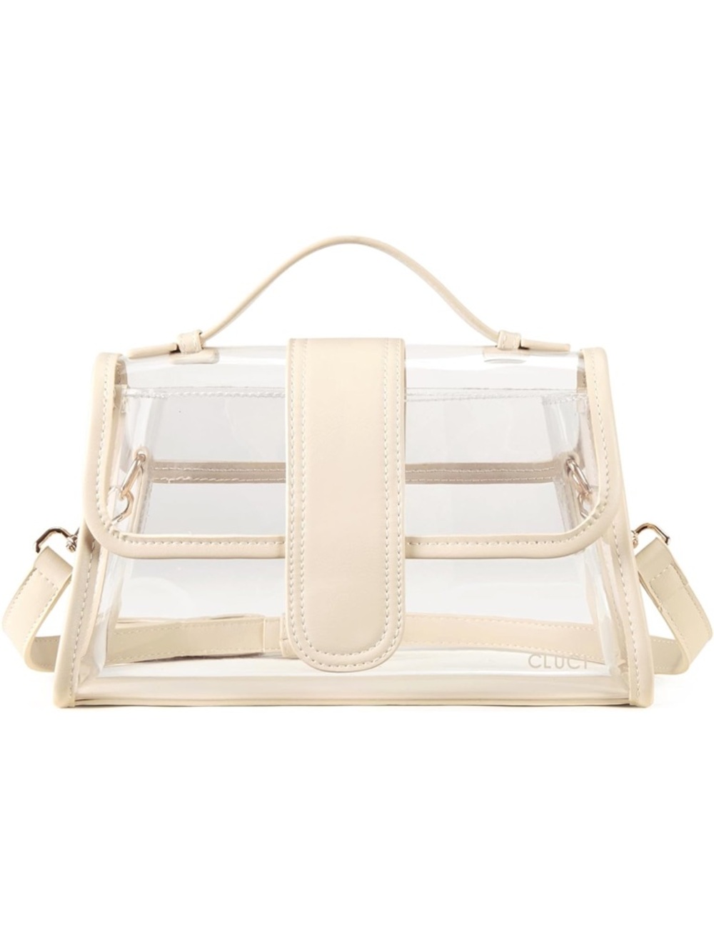 Cream Clear Top-Handle Stadium Bag - NEW